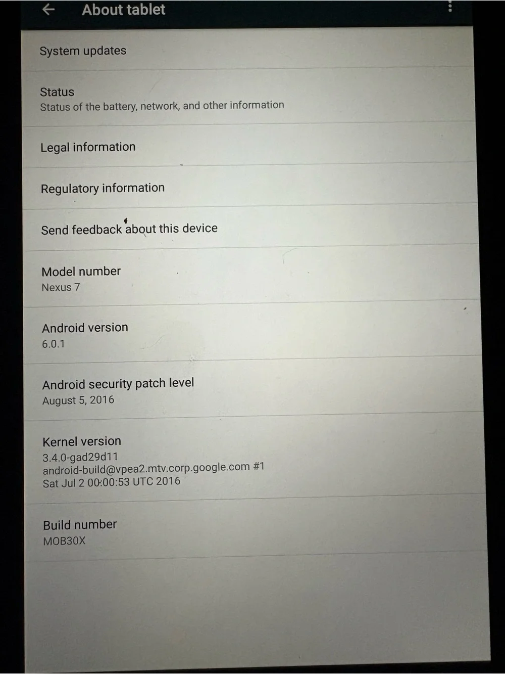 ASUS Nexus Tablet in Matte Black